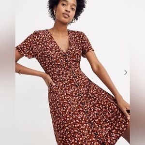 Madewell Button Front Mini Dress in Spring Prairie